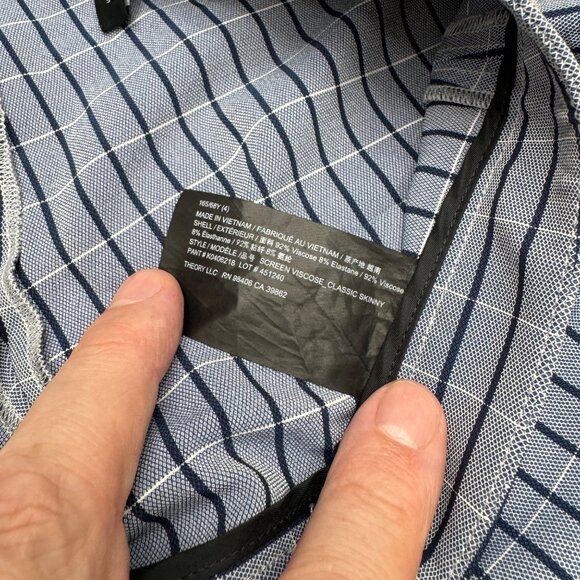 NEW Theory Womens Blue Stripes Straight Leg Dress Pants, Size 4 NWOT - Picture 6 of 11